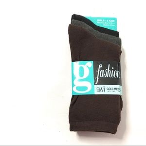 Gold Medal Girls Fashion Sport Socks 3 Pack Shoe
